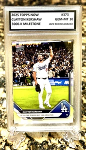 Clayton Kershaw 2025 Topps Jetzt 3000-K 20th Alltime Bewertete Gem-Mt 10 #373. - Bild 1 von 3