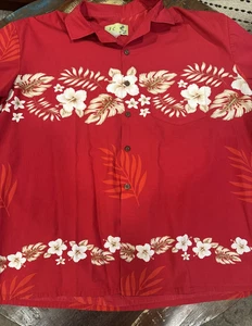 JC Hawaii Red floral Hawaiian shirt White Hibiscus Mens XL - Picture 1 of 8
