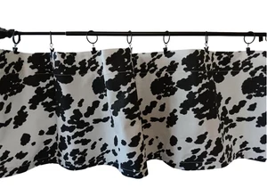 Volant Kuhfell Druck schwarz und weiß mittelschwer 53" Breite x 14" Länge handgefertigtes Fenster - Bild 1 von 2