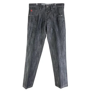 Southpole Premium Hip Hop ample jambe droite année 2000 denim jean pantalon noir 38 excellent état - Photo 1/12