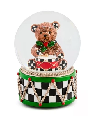 Globo de nieve Mackenzie Childs Holly Bear nuevo en caja a cuadros cortesanos Foto 1 de 2