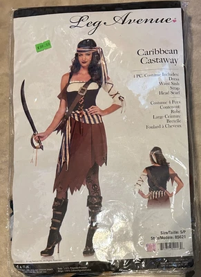Disfraz Caribbean Náufrago Pirata Pierna Avenida Mujer S Pequeño NUEVO Embalaje al por menor Foto 1 de 2