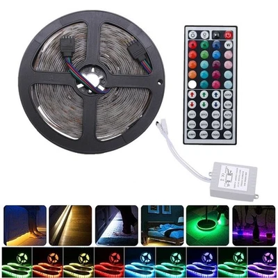 Striscia LED SMD RGB 5050 12V IP65 bobina adesiva con telecomando e alimentatore - Immagine 1 di 3