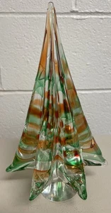 Albero di Natale Vint Murano Vetro Spirale Torta Rosso Arancio Verde 8,5 Art Glass - Foto 1 di 4