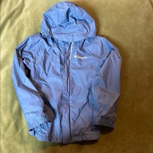 Columbia Blue Hooded Raincoat Weather-Resistant - Picture 1 of 12