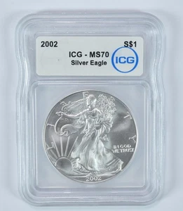 2002 American Silver Eagle MS70 ICG *7828 - Picture 1 of 5