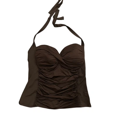 Tankini de novia acanalado con halter marrón La Blanca by Rod Beattie Foto 1 de 4