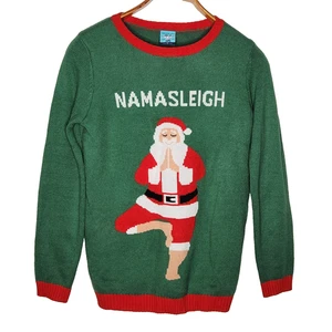 Suéter Namasleigh Santa Yoga Navidad Polo Norte Trading Co Hombres Grande Divertido - Imagen 1 de 6