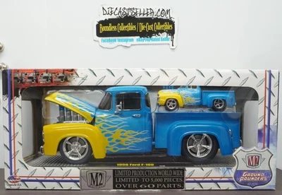 M2 MACHINES GROUND POUNDERS 1956 FORD F-100 PICKUP R38 BLUE LIMITED PRODUCTION - Image 1 of 2