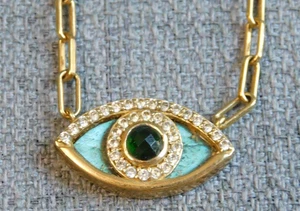 Vintage Sterling Silver Eye Necklace Designer Logo India #044-N - Picture 1 of 9