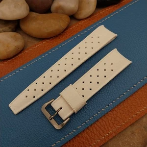 Vintage 18mm Original Swiss Tropic White Diver Curved End NOS unbenutzt Uhrenarmband - Bild 1 von 5
