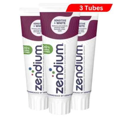 3 x Zendium Extra White Teeth Gum Sensitivity Problems Mild Toothpaste 75 ml