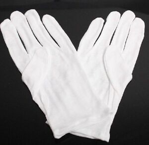 10 PCS White Cotton Gloves for Housework Workers With Knits One Size Elastic