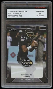 TUA TAGOVAILOA 2017 LEAF ALL-AMERICAN 1ER GRADO 10 TARJETA DE NOVATO ALABAMA/DELFINES - Imagen 1 de 1