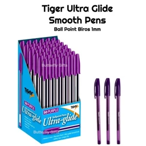 Tiger Medium Purple Ultra-Glide Ballpoint Pens Smooth Ink 1mm Precision Pen - Picture 1 of 15