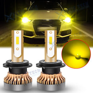 Golden Yellow H7 3000K LED Headlight High Beam Bulbs for Audi A3 A4 A5 A6 Q5 Q7