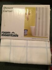 Room Essentials Shower Curtain Blue & White Grid ~ 72" X 72" ~ New in Package