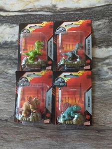 Jurassic World Micro HTF Rex Dimetrodon Raptor Tri Mattel Lot of 4 New - Picture 1 of 11