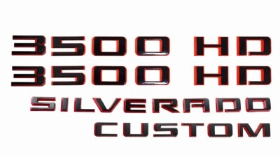 Set Fits 2019-23  Silverado 3500HD Custom Emblem Red Black Letter Badge Foto 1 de 4