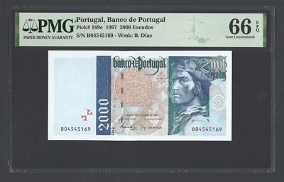 Portugal 2000 Escudos 11-9-1997 P189c Uncirculated Grade 66 - Image 1 of 2