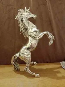 large vintage silver coloured rearing stallion - Picture 1 of 4
