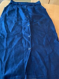 GERALDINE PETERSON LINEN BLUE MAXI SKIRT WOMENS SZ M - Picture 1 of 5