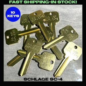 10 PACK-Uncut NEW SCHLAGE SC-4 Brass "Do Not Duplicate" Key blanks - Picture 1 of 5