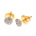 10k Yellow Gold Natural Round Baguette Cut Diamond Cluster Stud Earrings 0.12 Ct