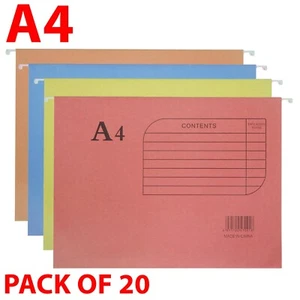 20x A4 SUSPENSION FILES MIXED COLOUR + TABS/INSERTS HANGING CABINET FILES COLOUR - Picture 1 of 6