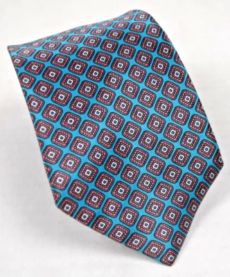 Neck Tie VTG Don Loper Beverly Hills 60s 70s Turquoise Diamonds Silk 55 x 3.25" - Image 1 of 4