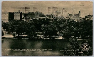 Minneapolis Minnesota 1945 Postkarte Skyline mit schönem Loring Park - Bild 1 von 2