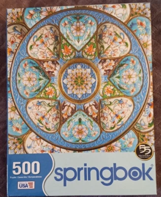 SPRINGBOK ATEMPORAL TURQUESA 500 PIEZAS COSIDO EN CRUZ FLORAL Usado Foto 1 de 3