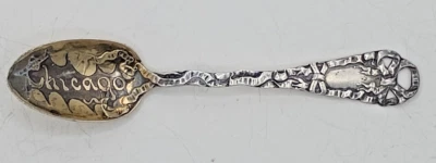Ornate Sterling Silver Souvenir Spoon Chicago by R. Wallace & Sons Mfg — 第 1/4 张图片