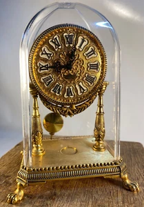 Antique Schmid German Gold Gilt Case Mechanical Swing Pendulum 8 Days Clock - Picture 1 of 9