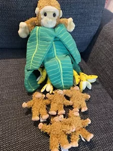 The Puppet Company Monkey In Banana Tree & 5 Little Monkeys Finger Hand Puppets - Picture 1 of 8