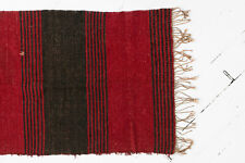 Antique / Vintage Hand Woven Native American Rug Runner in Red & Black Wool, 82"