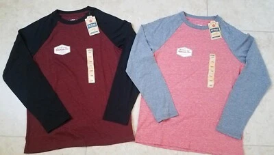 (2)Urban Pipeline Boys Ultimate Soft Tee Long Sleeve Raglan Shirts Red Large NEW - Image 1 of 4