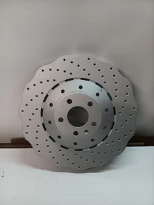 SHW Performance Drilled 4G0615301E Wavy Disc Brake Rotor For Audi A7, R7 & RS7 - Picture 1 of 5