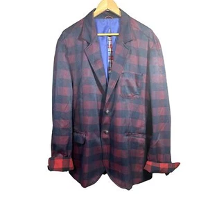 Blazer de algodón con estampado en contraste a cuadros de tela arrugada rojo/negro talla 4XL de MONDO para hombre - Imagen 1 de 16