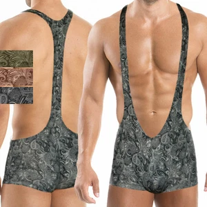 K4094 Paisley print Mens Stretch Supspender Sexy Borat Mankini Trunks - Picture 1 of 4