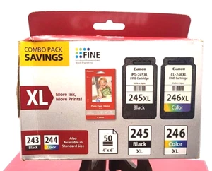 CANON PG-245XL/CL-246XL Combo Pack W Bonus Paper Genuine OEM - Picture 1 of 5