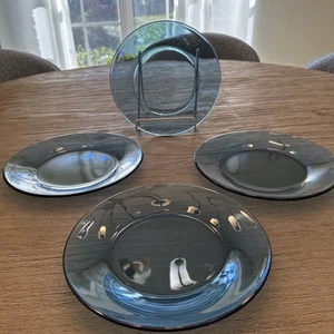 ANCHOR HOCKING 10" Essteller DENIM BLAU Glaswaren - USA 4er Set - Bild 1 von 4