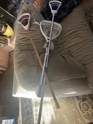 x3 Lacrosse Stick LOT goalie defense Vintage Wooden Bullzeye Warrior Stx Shield  - Image 1 of 4