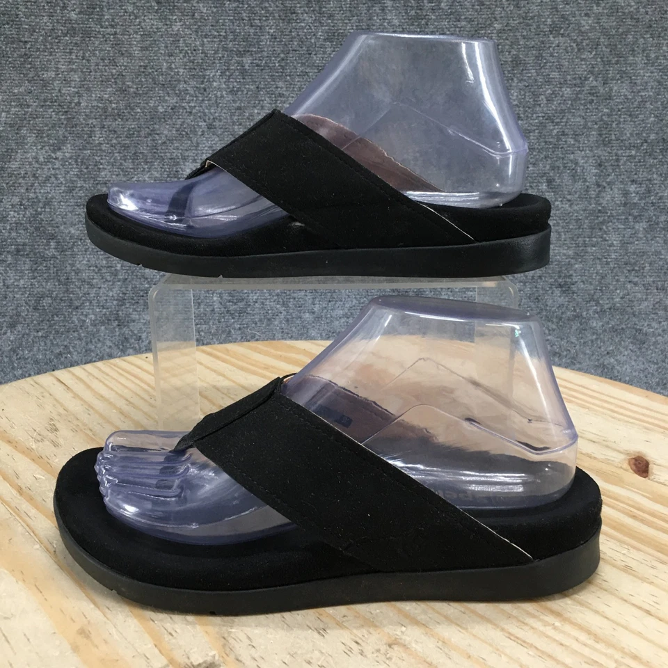 Sandalias Spenco para mujer 7 chanclas negras puntera cómoda informales bajas planas Foto 1 de 4