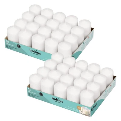 Velas de pilar blanco - 2x3 pulgadas - 2 paquetes = 40 velas en total - 15+ horas -... Foto 1 de 3