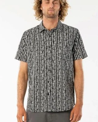 Rip Curl Mens S SHORT SLEEVE Cotton Casual SHIRT New - Washed Black Rrp $89.99 - Image 1 of 2