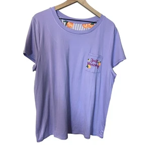 Cuddl Duds Just Peachy Lavender Purple Pocket Tee Soft Lightweight Sz L - Picture 1 of 7
