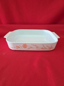 Corning Ware Peach Floral Large Open Roaster Lasagna Pan A-21-B-N Vintage - Picture 1 of 16