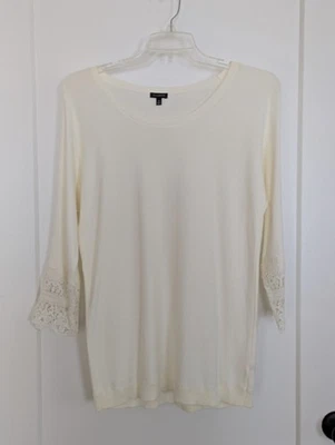 Blusa Talbot's média marfim túnica manga longa renda preppy chique  - Imagem 1 de 4