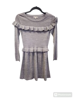 Vestido Suéter Niñas Ella Moss Niña 10 Gris Volantes Manga Larga 2177 Foto 1 de 4